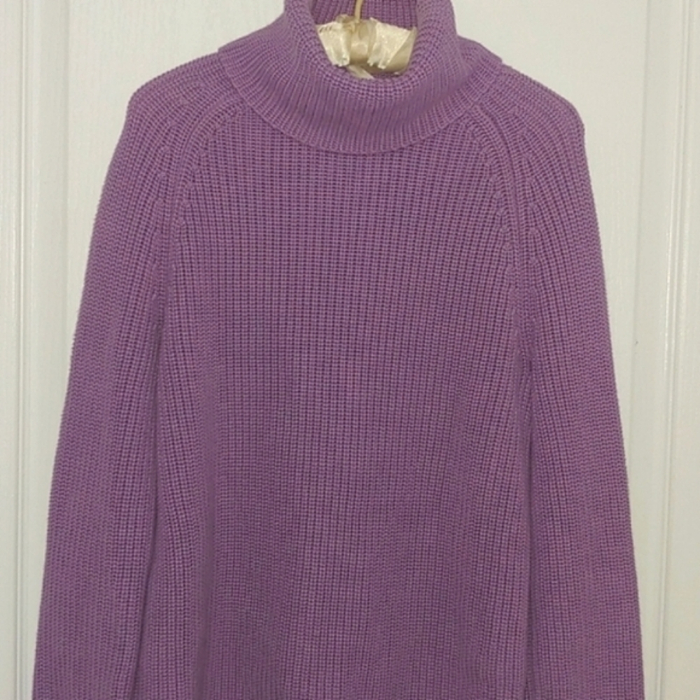Land's End Purple Turtleneck Shaker Sweater. Size XS 2-4